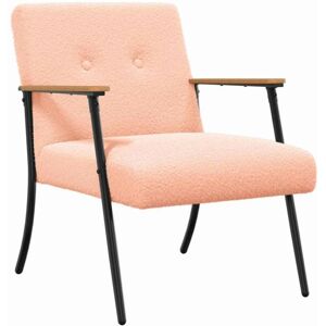 Armchair Pink 59 x 75 x 78 cm Curly Wool-like Fabric vidaXL Armchair Pink 59 x 75 x 78 cm Curly Wool-like Fabric vidaXL