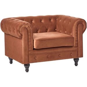 BELIANI Armchair CHESTERFIELD Velvet Golden Brown BELIANI Armchair CHESTERFIELD Velvet Golden Brown