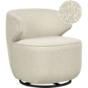 Beliani - Armchair Curved Industrial Boucle Black Base Swivel 360° Light Beige Molleby Beliani - Armchair Curved Industrial Boucle Black Base Swivel 360° Light Beige Molleby