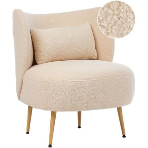 Beliani - Armchair Living Room Seating Curved Backrest Glam Design Boucle Upholstery Light Wood Metal Legs Beige Otsby ii Beliani - Armchair Living Room Seating Curved Backrest Glam Design Boucle Upholstery Light Wood Metal Legs Beige Otsby ii