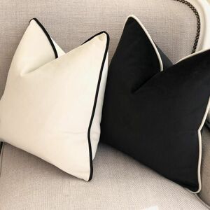 Dewdat - Black and White Velvet Cushion Cover 18x18 Inch Decorative Pillowcase Square Cushion Cover for Home Sofa Couch Upholstery (2 Pieces) Dewdat - Black and White Velvet Cushion Cover 18x18 Inch Decorative Pillowcase Square Cushion Cover for Home Sofa Couch Upholstery (2 Pieces)