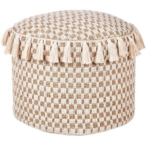 Beliani Pouf PIRAK Beige Cotton 50cm - Pouf Beliani Pouf PIRAK Beige Cotton 50cm - Pouf