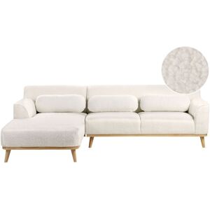 Beliani Modern L-shaped Sofa - White Bouclé 3-Seater Beliani Modern L-shaped Sofa - White Bouclé 3-Seater