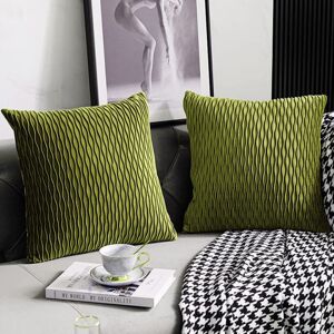 CYSLMUK Grass Green Throw Pillow Covers: Set of 2 18" x 18" Striped Velvet Square Decorative Pillowcases for Bedroom Sofa Couch CYSLMUK Grass Green Throw Pillow Covers: Set of 2 18" x 18" Striped Velvet Square Decorative Pillowcases for Bedroom Sofa Couch