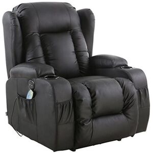 MORE4HOMES Caesar Black Electric Leather Auto Recliner Massage Heated Gaming Wing Chair MORE4HOMES Caesar Black Electric Leather Auto Recliner Massage Heated Gaming Wing Chair