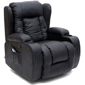 More4homes - caesar 10 in 1 winged leather recliner chair rocking massage swivel heated black More4homes - caesar 10 in 1 winged leather recliner chair rocking massage swivel heated black