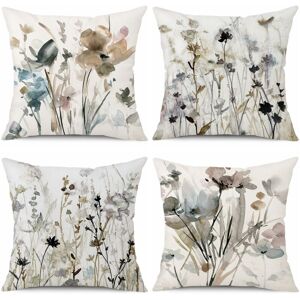 CCYKXA Cushion Cover 45 x 45 Set of 4 Linen Cushion Cover Modern Sofa Cushions Floral Watercolor Painting Sofa Cushion Bedroom Outdoor Sofa Pillow CCYKXA Cushion Cover 45 x 45 Set of 4 Linen Cushion Cover Modern Sofa Cushions Floral Watercolor Painting Sofa Cushion Bedroom Outdoor Sofa Pillow