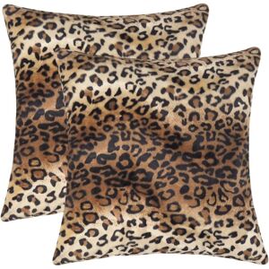 Ccykxa - Set of 2 Leopard Print Faux Fur Decorative Throw Pillow Covers for Home Sofa Couch Ccykxa - Set of 2 Leopard Print Faux Fur Decorative Throw Pillow Covers for Home Sofa Couch
