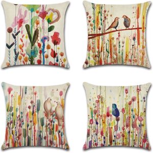 Ccykxa - Throw Pillow Covers 45 x 45 cm, Set of 4 Linen Cushion Covers, Flower Bird of Life Decorations for Sofa, Outdoor Garden, Bed, Couch, Car (18 Ccykxa - Throw Pillow Covers 45 x 45 cm, Set of 4 Linen Cushion Covers, Flower Bird of Life Decorations for Sofa, Outdoor Garden, Bed, Couch, Car (18