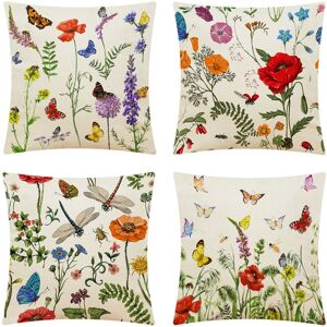 Ccykxa - a Set of 4 Floral 45x45 cm, Fresh Flowers Green Leaves Decorative Cushion Covers for Sofa Washable Polyester and Linen Outdoor Textile Ccykxa - a Set of 4 Floral 45x45 cm, Fresh Flowers Green Leaves Decorative Cushion Covers for Sofa Washable Polyester and Linen Outdoor Textile
