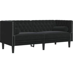 Chesterfield Sofa Other Black 174 x 74.5 x 70.5 cm Velvet vidaXL Chesterfield Sofa Other Black 174 x 74.5 x 70.5 cm Velvet vidaXL