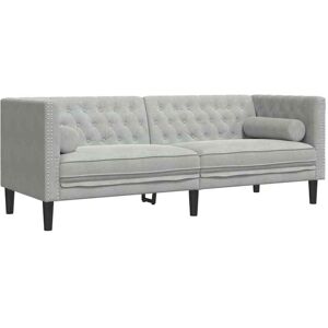Chesterfield Sofa Other Light grey 194 x 74.5 x 70.5 cm Velvet vidaXL Chesterfield Sofa Other Light grey 194 x 74.5 x 70.5 cm Velvet vidaXL