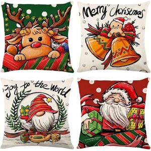 WOIYIC Christmas Cushion Cover 45x45cm, Set of 4 Christmas Decorative Cotton and Linen Sofa Cushions for Sofa, Bed, Bedroom, Chair, Garden - Christmas Color WOIYIC Christmas Cushion Cover 45x45cm, Set of 4 Christmas Decorative Cotton and Linen Sofa Cushions for Sofa, Bed, Bedroom, Chair, Garden - Christmas Color