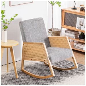DEWDAT Comfortable Relax Rocking Chair Lounge Chair Recliner Upholstered Relaxing Recliner Armchair with Soft Cushion Leisure Rocker Lounge Chair for Living DEWDAT Comfortable Relax Rocking Chair Lounge Chair Recliner Upholstered Relaxing Recliner Armchair with Soft Cushion Leisure Rocker Lounge Chair for Living
