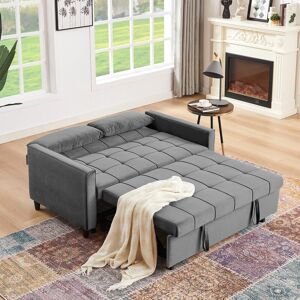 Furniture One - Convertible Velvet 3 Seater Sofa Bed 3-in-1 Pull out Armchair Folding Recliner Sleeper - Grey Furniture One - Convertible Velvet 3 Seater Sofa Bed 3-in-1 Pull out Armchair Folding Recliner Sleeper - Grey