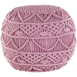 Beliani Cotton Pouffe Pink KAYSERI - Round Boho Cotton Footstool Beliani Cotton Pouffe Pink KAYSERI - Round Boho Cotton Footstool