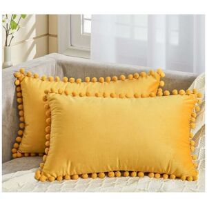 Linghhang - Cushion Cover 30x50 cm Mustard Yellow Scandinavian Home Living Room Decoration Set of 2 Soft Velvet Pillow Protectors Double-Sided Linghhang - Cushion Cover 30x50 cm Mustard Yellow Scandinavian Home Living Room Decoration Set of 2 Soft Velvet Pillow Protectors Double-Sided