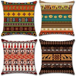 Briday - Cushion Cover, Set of 4 eCotton and Linen Ethnic Style Decorative Pillowcase Decoration for Sofa Bedroom Home 45 x 45 cm Briday - Cushion Cover, Set of 4 eCotton and Linen Ethnic Style Decorative Pillowcase Decoration for Sofa Bedroom Home 45 x 45 cm