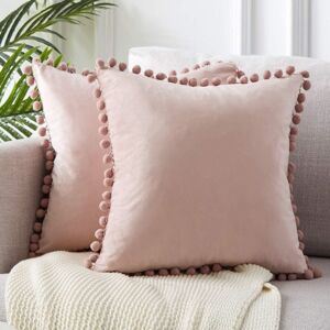 ANPVIZ Cushion Cover, Velvet Pillow Covers with Tassels, Soft Solid Decorative Square Pillowcase for Sofa, Living Room, Couch, Bedroom, Pink, 18 Inch ANPVIZ Cushion Cover, Velvet Pillow Covers with Tassels, Soft Solid Decorative Square Pillowcase for Sofa, Living Room, Couch, Bedroom, Pink, 18 Inch