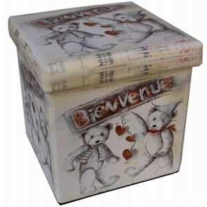 Biscottini - Eco- leather made folding pouf bienvenue Biscottini - Eco- leather made folding pouf bienvenue