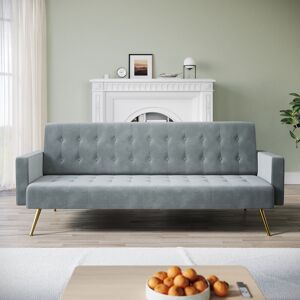 Elegant - Modern Fabric Sofa Bed Click Clack Sofa Settee Recliner Couch, 3-levels Adjustable, Anti Slip Metal Legs, Velvet Cloth Fabric, Grey, Elegant - Modern Fabric Sofa Bed Click Clack Sofa Settee Recliner Couch, 3-levels Adjustable, Anti Slip Metal Legs, Velvet Cloth Fabric, Grey,