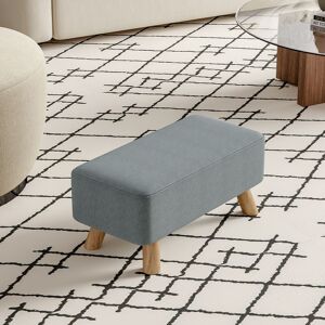 LIVINGANDHOME 57CM Linen Pouffe Footstool Wooden Legs, Grey LIVINGANDHOME 57CM Linen Pouffe Footstool Wooden Legs, Grey