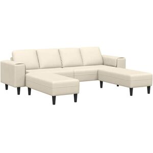 Fabric Sofa with Cushion Cream 208 cm Corduroy fabric vidaXL Fabric Sofa with Cushion Cream 208 cm Corduroy fabric vidaXL