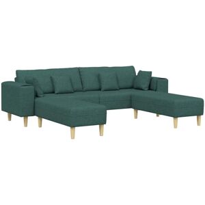 Fabric Sofa with Cushion 3 pcs Dark Green 208 cm Fabric vidaXL Fabric Sofa with Cushion 3 pcs Dark Green 208 cm Fabric vidaXL