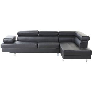BELIANI Corner Sofa 5 Seater NORREA Faux Leather Black Left Hand BELIANI Corner Sofa 5 Seater NORREA Faux Leather Black Left Hand