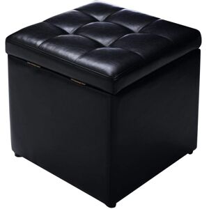 Costway - Tabouret Pouf Coffre Boîte de Rangement Repose-Pied Ottoman avec Espace de Stockage Cuir pu, Charge 150 kg, 40 x 40 x 40 cm (Beige) Costway - Tabouret Pouf Coffre Boîte de Rangement Repose-Pied Ottoman avec Espace de Stockage Cuir pu, Charge 150 kg, 40 x 40 x 40 cm (Beige)
