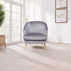 FWStyle Grey Velvet Padded Tub Chair Armchair - Cushioned Accent Seating with Gold Metal Legs - Partially Assembled for Living Room - Bedroom - Home FWStyle Grey Velvet Padded Tub Chair Armchair - Cushioned Accent Seating with Gold Metal Legs - Partially Assembled for Living Room - Bedroom - Home