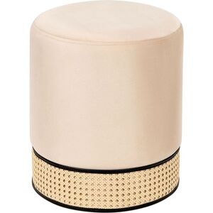 Beliani YANKTON Cream Velvet Pouffe - Pouffe Beliani YANKTON Cream Velvet Pouffe - Pouffe