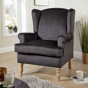 Home Source - Helena Wingback Armchair Occasional Sofa Modern Accent Chair Seating Wooden Leg Home Source - Helena Wingback Armchair Occasional Sofa Modern Accent Chair Seating Wooden Leg