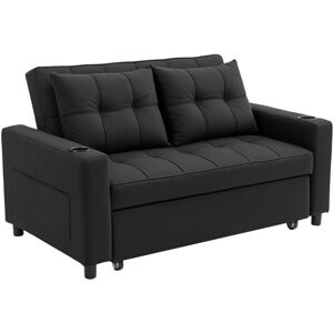 Homcom - 2 Seater Pull Out Sofa Bed with Pockets for Living Room Black Homcom - 2 Seater Pull Out Sofa Bed with Pockets for Living Room Black