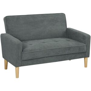 Homcom - 2 Seater Sofa, Velvet-Feel Upholstered Loveseat for Small Space, Grey Homcom - 2 Seater Sofa, Velvet-Feel Upholstered Loveseat for Small Space, Grey