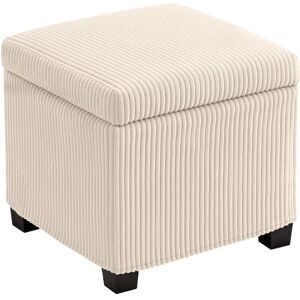 40 cm Ottoman Storage Box with Removable Lid, Foot Rest, Beige - Homcom 40 cm Ottoman Storage Box with Removable Lid, Foot Rest, Beige - Homcom