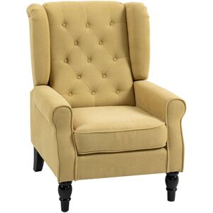 HOMCOM Accent Armchair Home Furniture Retro Tufted Club Wood Fabric, Yellow HOMCOM Accent Armchair Home Furniture Retro Tufted Club Wood Fabric, Yellow