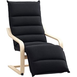 Birch Wood Lounge Chair for Living Room, Bedroom, Black - Homcom Birch Wood Lounge Chair for Living Room, Bedroom, Black - Homcom