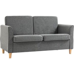 HOMCOM Double Seat Sofa Linen Upholstery Loveseat Couch w/ Armrests Grey HOMCOM Double Seat Sofa Linen Upholstery Loveseat Couch w/ Armrests Grey