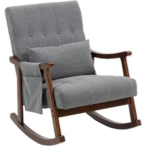 HOMCOM Modern High Back Rocking Chair with Solid Wood Legs, Grey HOMCOM Modern High Back Rocking Chair with Solid Wood Legs, Grey