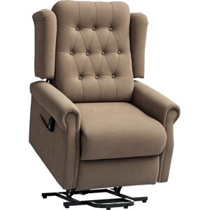 Power Lift Recliner Armchair with Wingback, Button Tufted, Brown - Homcom Power Lift Recliner Armchair with Wingback, Button Tufted, Brown - Homcom