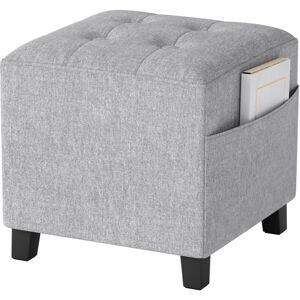 Small Footstool Square Ottoman with Padded Seat, Light Grey - Homcom Small Footstool Square Ottoman with Padded Seat, Light Grey - Homcom