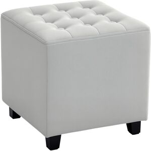 Square Footstool Small Ottoman w/ Wood Legs for Bedroom Light Grey - Homcom Square Footstool Small Ottoman w/ Wood Legs for Bedroom Light Grey - Homcom