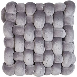 Beliani Grey Velvet Knot Cushion - 30x30cm - Modern Decor Beliani Grey Velvet Knot Cushion - 30x30cm - Modern Decor