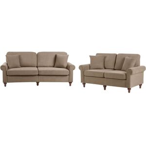 BELIANI Living Room Set 5 Seater GINNERUP Fabric Brown BELIANI Living Room Set 5 Seater GINNERUP Fabric Brown