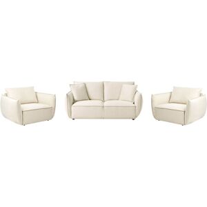 BELIANI Living Room Set 5 Seater KUNES Fabric Light Beige BELIANI Living Room Set 5 Seater KUNES Fabric Light Beige