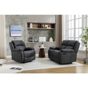 Furniture One - Manual Reclining Sofa Collection Sectional Couches Set Grey - 2+1 Seater Sofa Set Furniture One - Manual Reclining Sofa Collection Sectional Couches Set Grey - 2+1 Seater Sofa Set