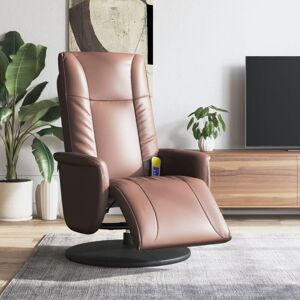 VidaXL Reclining Massage Armchair - Manual, 6-point Vibration, 360° Swivel - Brown VidaXL Reclining Massage Armchair - Manual, 6-point Vibration, 360° Swivel - Brown