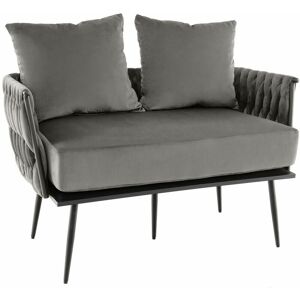 COSTWAY Modern 2 Seater Sofa Upholstered Loveseat Couch Woven Double Sofa Chair W/ Arms COSTWAY Modern 2 Seater Sofa Upholstered Loveseat Couch Woven Double Sofa Chair W/ Arms