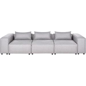 BELIANI Modern 3 Seater Sofa Fabric Upholstered Grey Living Room Brande BELIANI Modern 3 Seater Sofa Fabric Upholstered Grey Living Room Brande